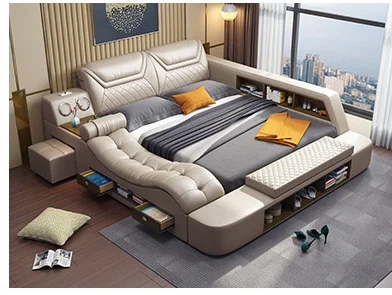 Multi-functional tatami storage leather bed