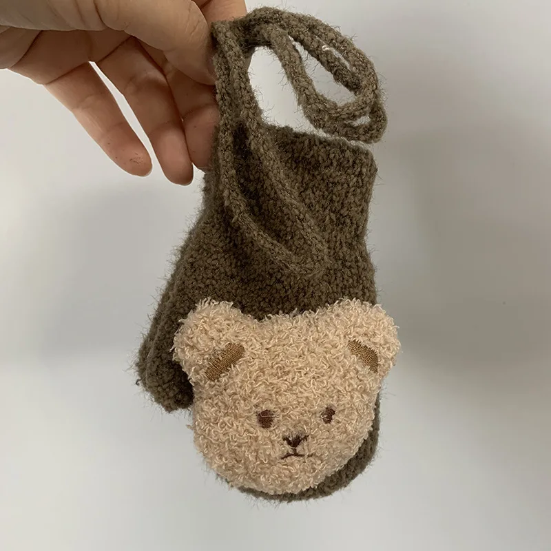 1-4Years Cartoon Bear Baby Mittens Winter Warm Kids Girl Gloves Knitted Toddler Thick Gloves