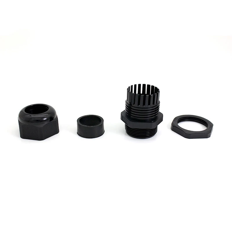 PG7 Nylon Cable Gland Strain Relief Wire Connectors Black Locknut IP68 REACH CE Waterproof Plastic Cord Grips