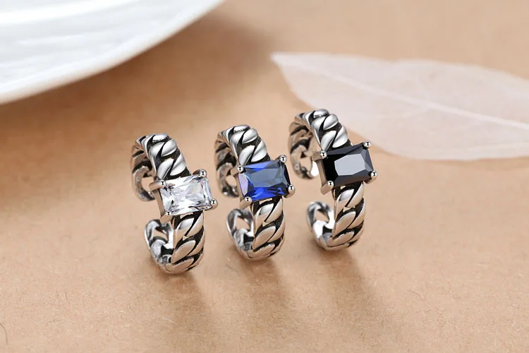 925 стерлингового серебра старинное кольцо черный агат цепь открытое индивидуализированное персонализированные новая тенденция