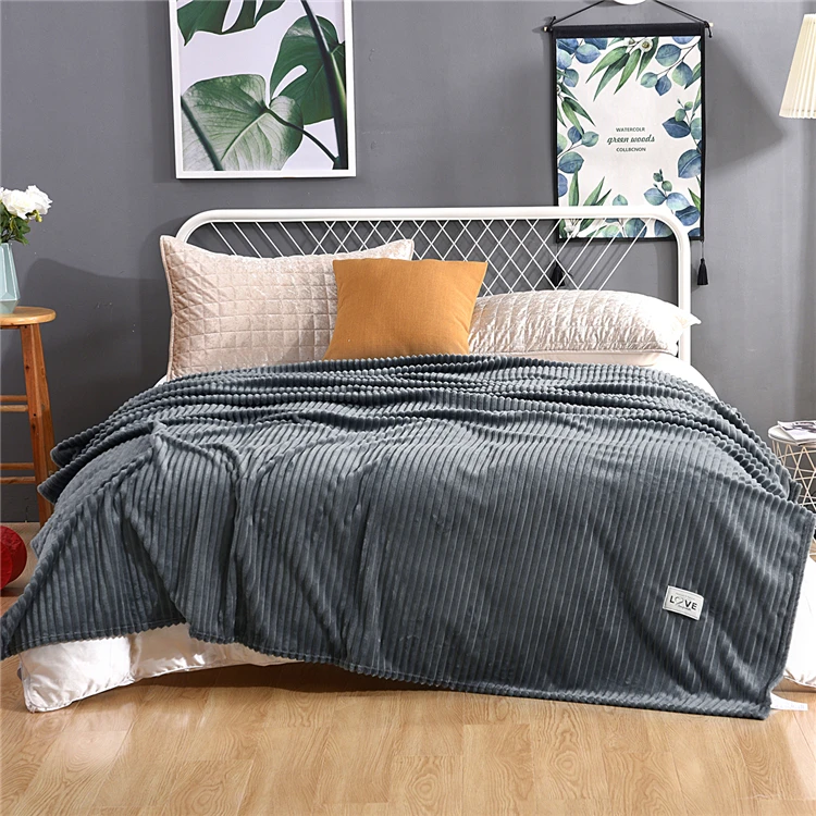 Флисовые одеяла в Корейском стиле, жаккардовые полосатые дизайнерские пеленальные одеяла 260 г/м2 для кресла