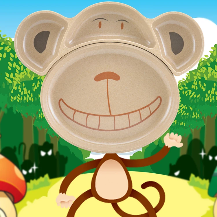 BPA Free Biodegradable Rice Husk Bamboo Fiber Dinnerware Plates For Kids