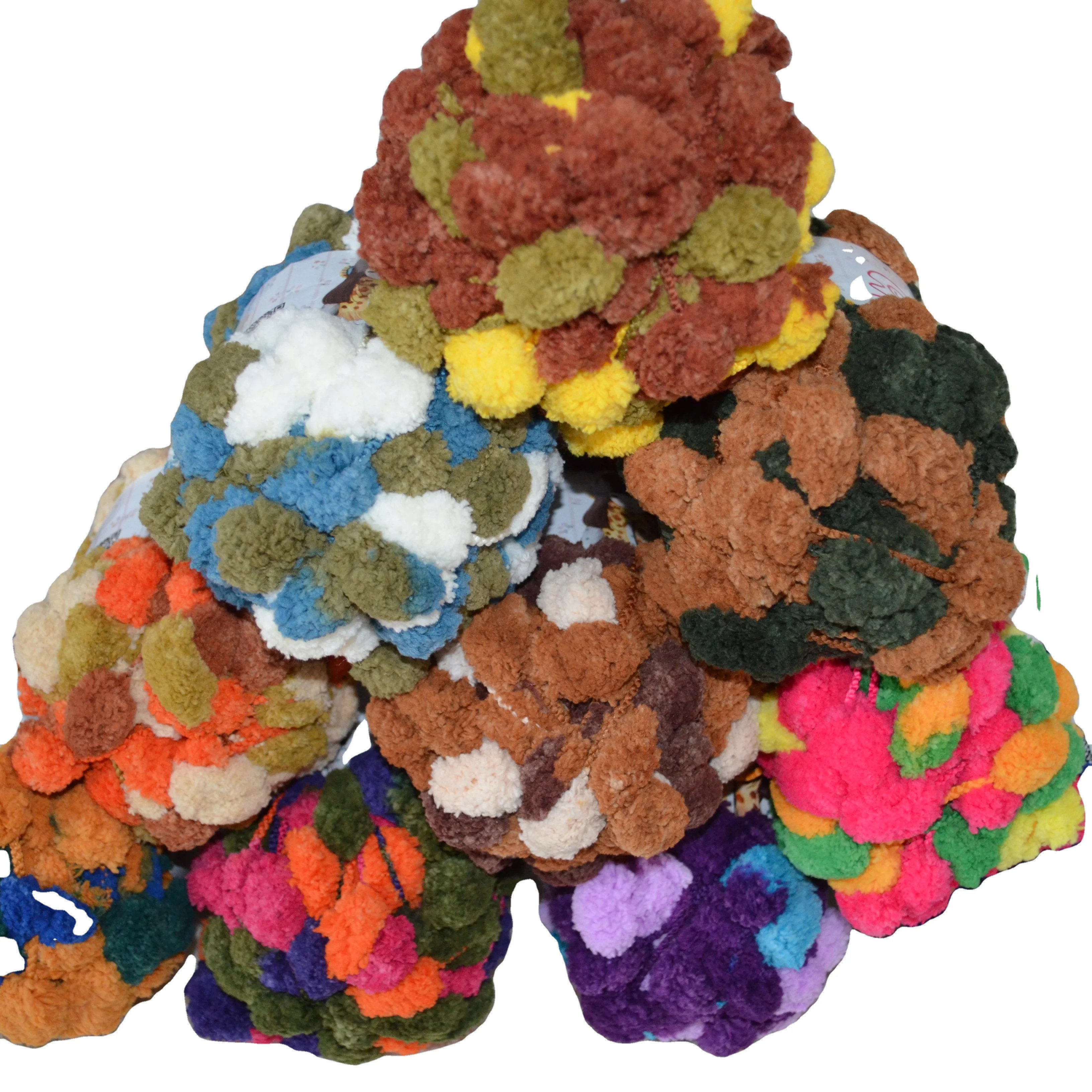 polyester big pompon yarn for hand knitting