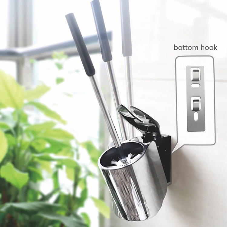 KAIIY Household ABS Stainless Steel Adjustable Wall Mounted Modern Toilet Brush With Holder