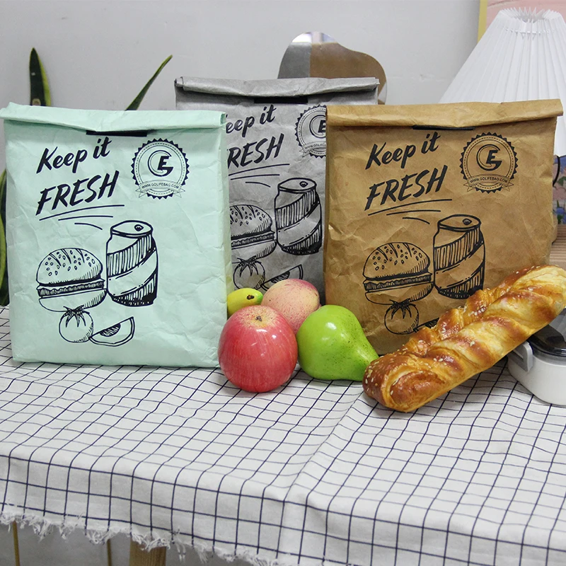 Customize tyvek paper lunch bag recycled shopping cooler bags reusable thermo bag