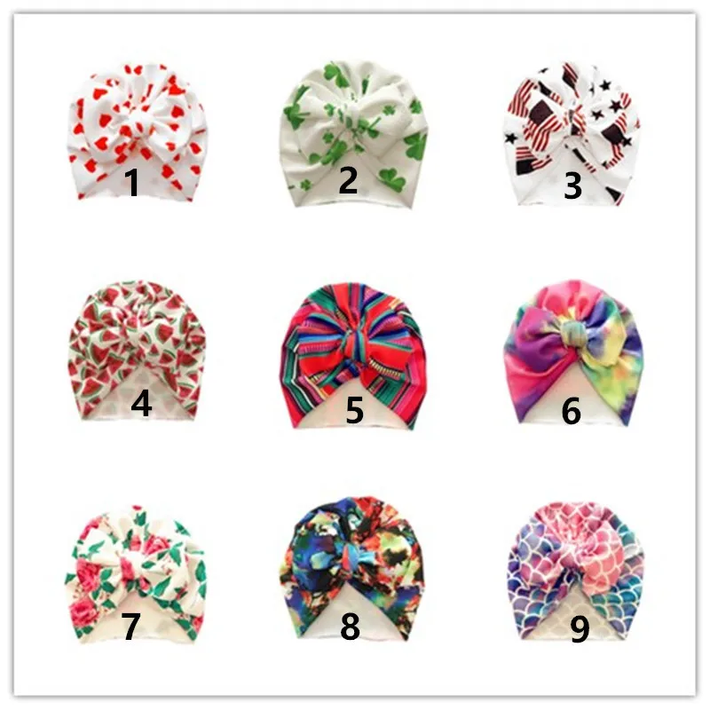 
Wholesale floral print Cute Newborn Baby Hat Toddler Kids Baby Boy Girl Turban Cotton Beanie 