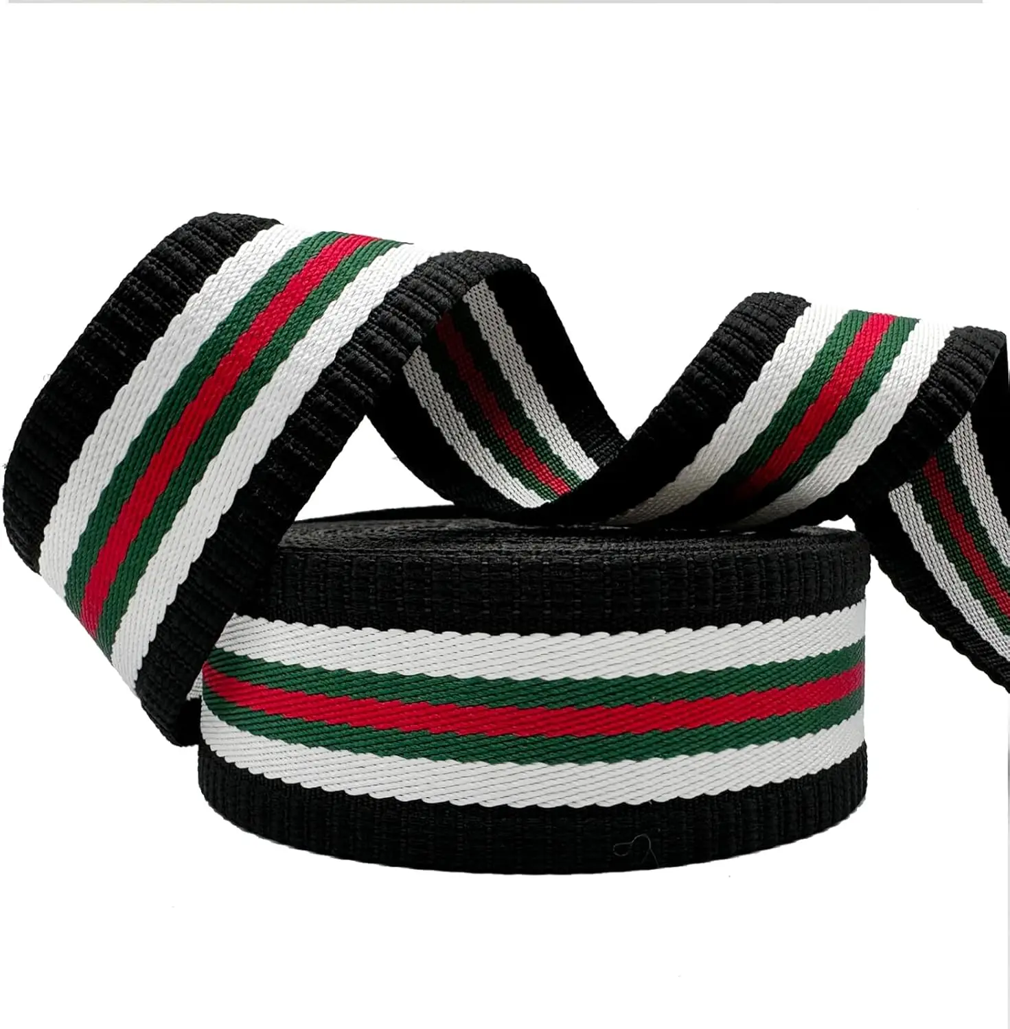 Factory wholesale 1.5inches striped jacquardpolyester/cotton webbing strap roll