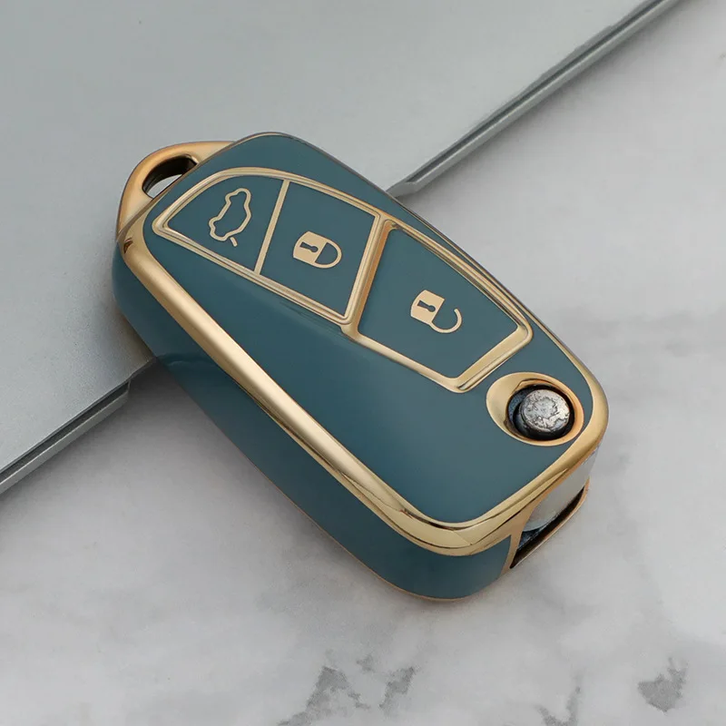 Factory sales Car key cover Gold edge TPU Auto key case for Fiat Bravo 500 Panda European Automobile car key accessory