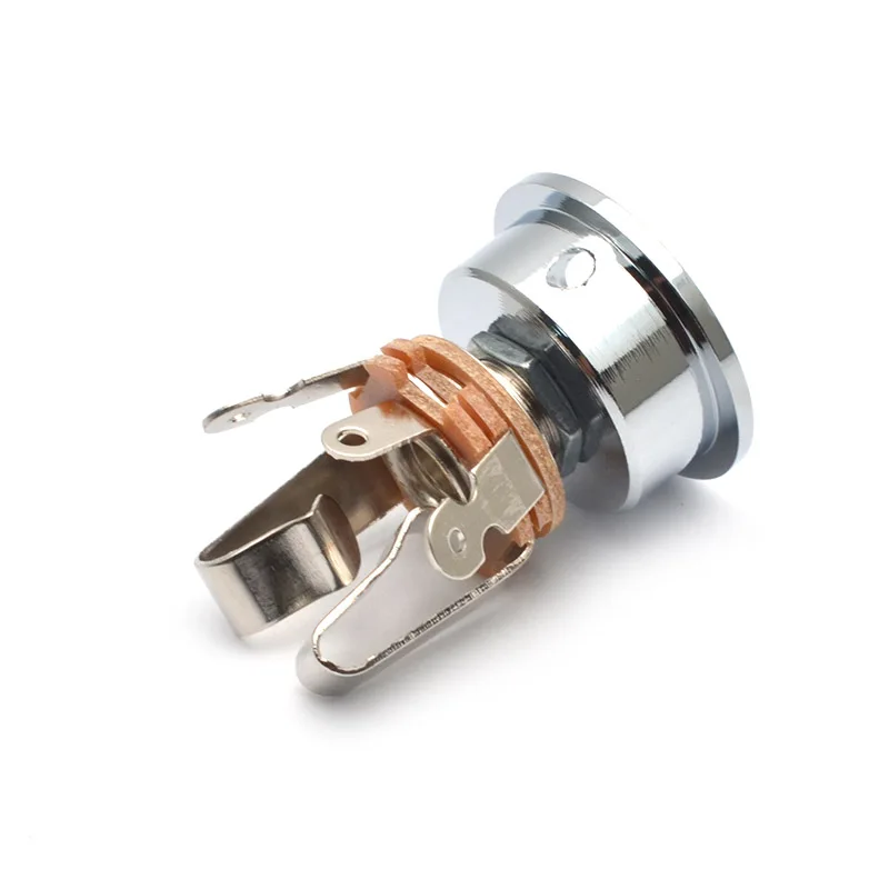 Stereo Socket Jack Plate Holder for Electric Guitar 6.35mm Stereo Plug Electrosocket Recessed jack Chrome Guitar Parts