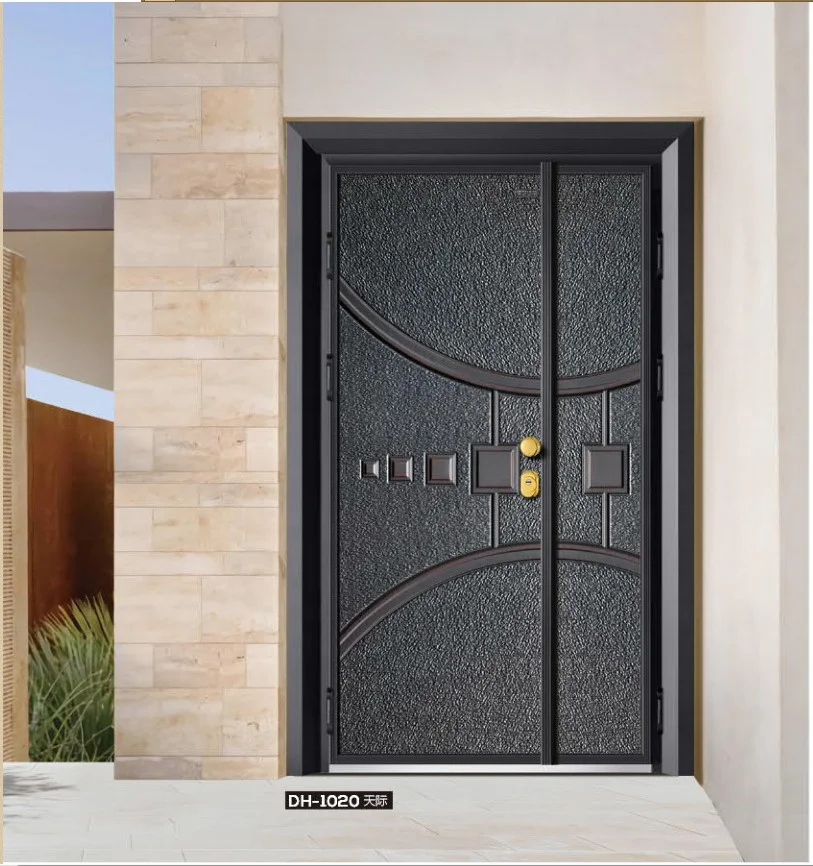 High quality zinc alloy single double exterior safety security door price villa entrance steel doors