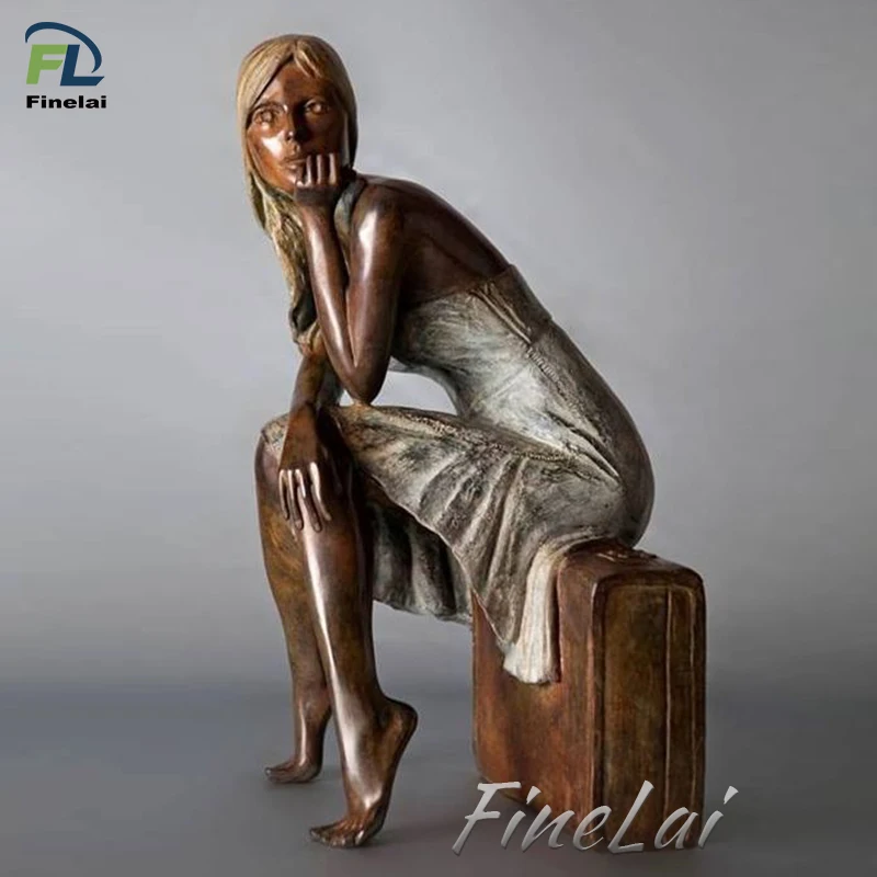 Finelai good quality outdoor decorative metal bronze woman statue