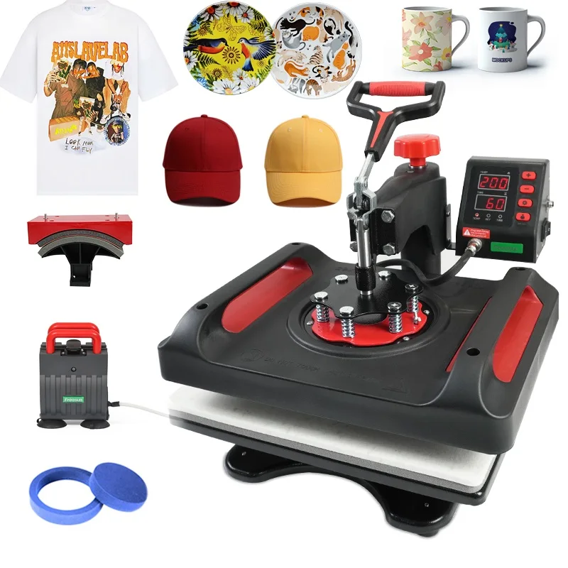 Freesub cheap 5 in 1 sublimation printing machine Multifunctional Heat Press Machines for t shirt hat mug plate