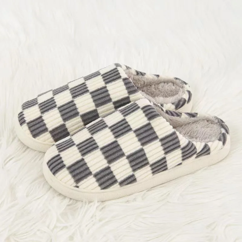 Home Slippers For Women And Men Couple Unisex Classic Checkerboard Comfortable Wholesale House Cotton Soft Sole Women Slippers