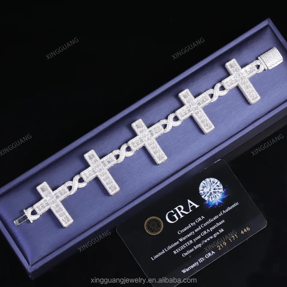 Wholesale Customization Diamond Miami Cuban Chain Hip hop Fine Jewelry bracelet VVS Moissanite 925 Sterling Silver Necklace Men