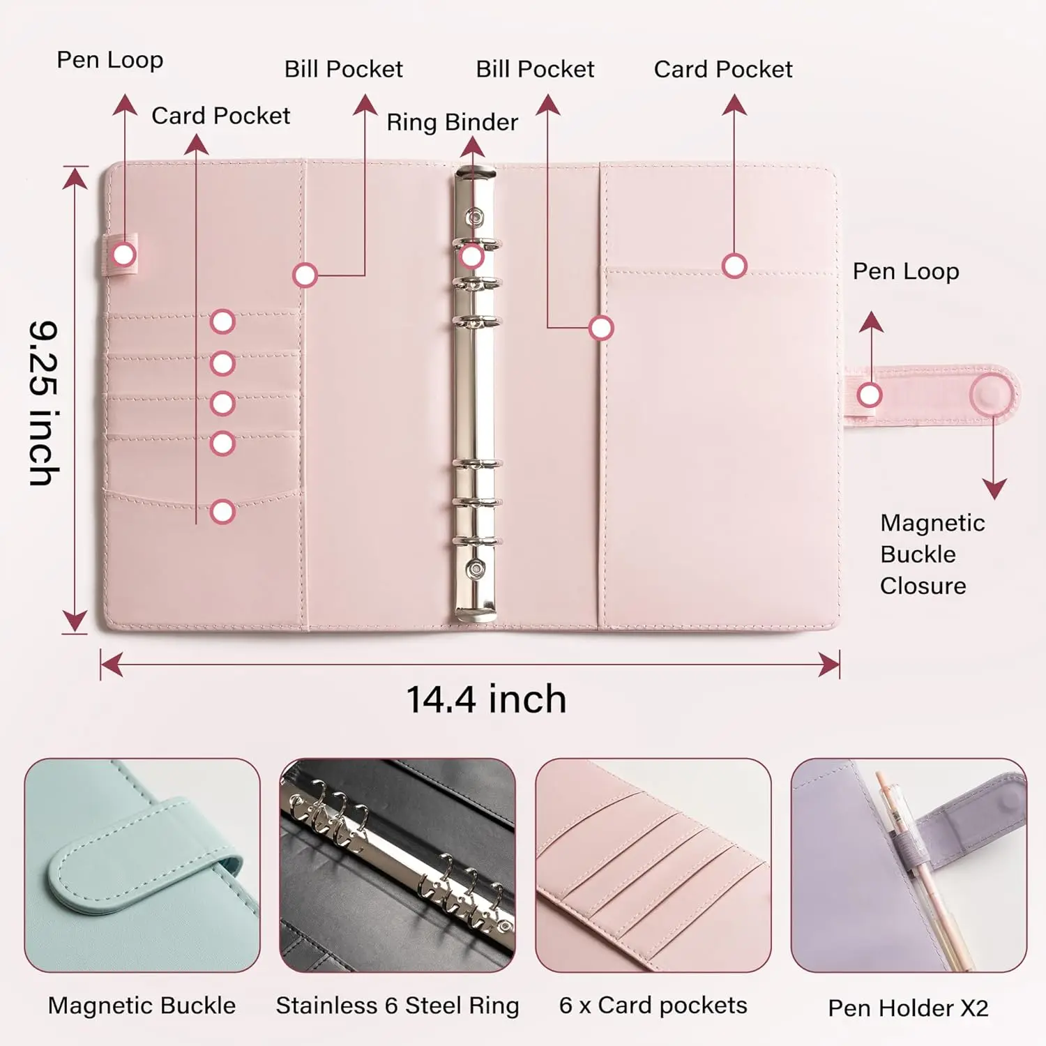 Kpop Album Photocard Binder Cute A5 Binder 6 Ring Photocard Holder Cute PU Leather Card Binders for K-pop Photocards