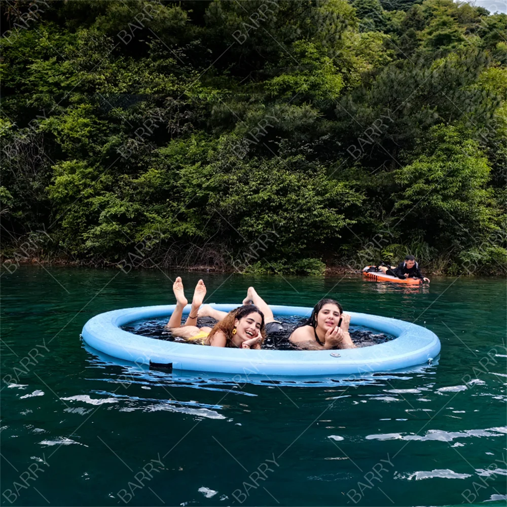 Barry Manufacturer Custom Portable Floating Water Hammock Lounger Pool Inflatable Water Hammock with Mesh Center for Recreation