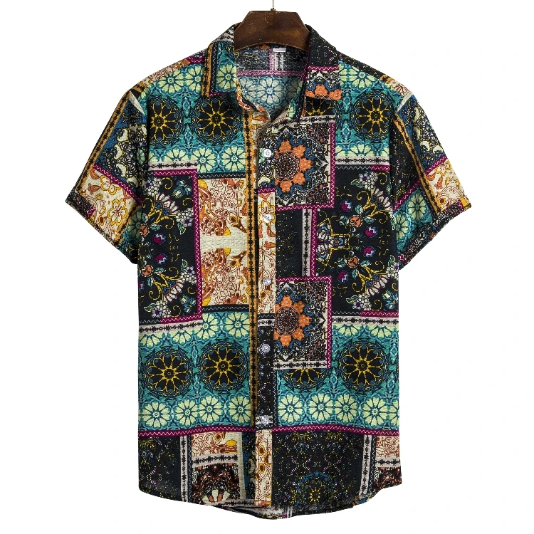
Hot Sale Summer Latest Design Eco Friendly Short Sleeve Printed Casual Hawaii Mens Shirt 