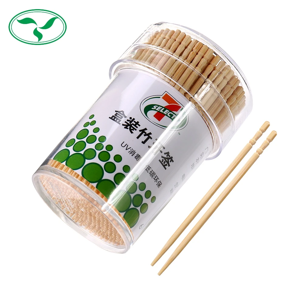 Высококачественные одноразовые 7-11 круглые бамбуковые зубочистки с пластиковой коробкой