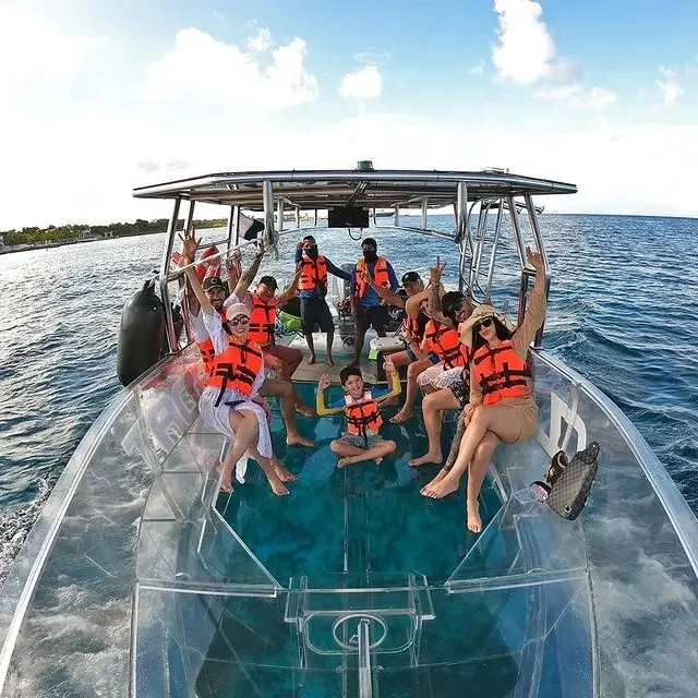 Marine Type Aluminum Catamaran Passenger clear boat Ferry Boat with electric outboard Engine