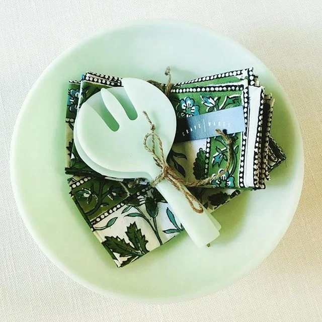 
Resin salad servers salad stir tools with marble and aqua swirl patter used in home hotel restaurant and canteen hand made tools 