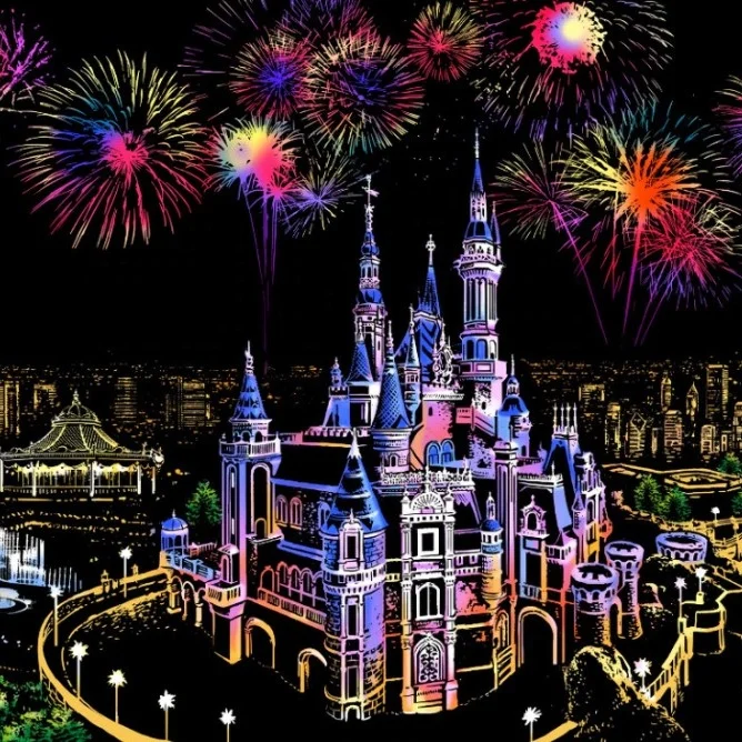 DIY Rainbow Painting Night Landscape Scratch Colorful City Series Kids Adults Magic Scratch Art Painting Paper