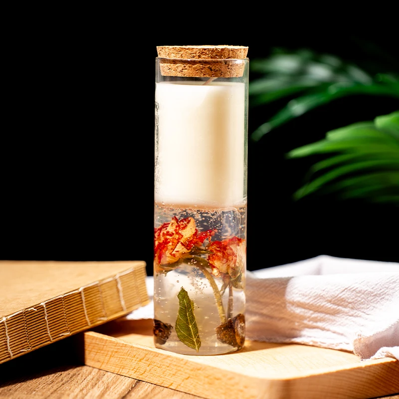 Romantic Handmade Flower Glass Jar Aroma Candle Private Label Gel Flower Jelly Wax Scented Candle/Candels