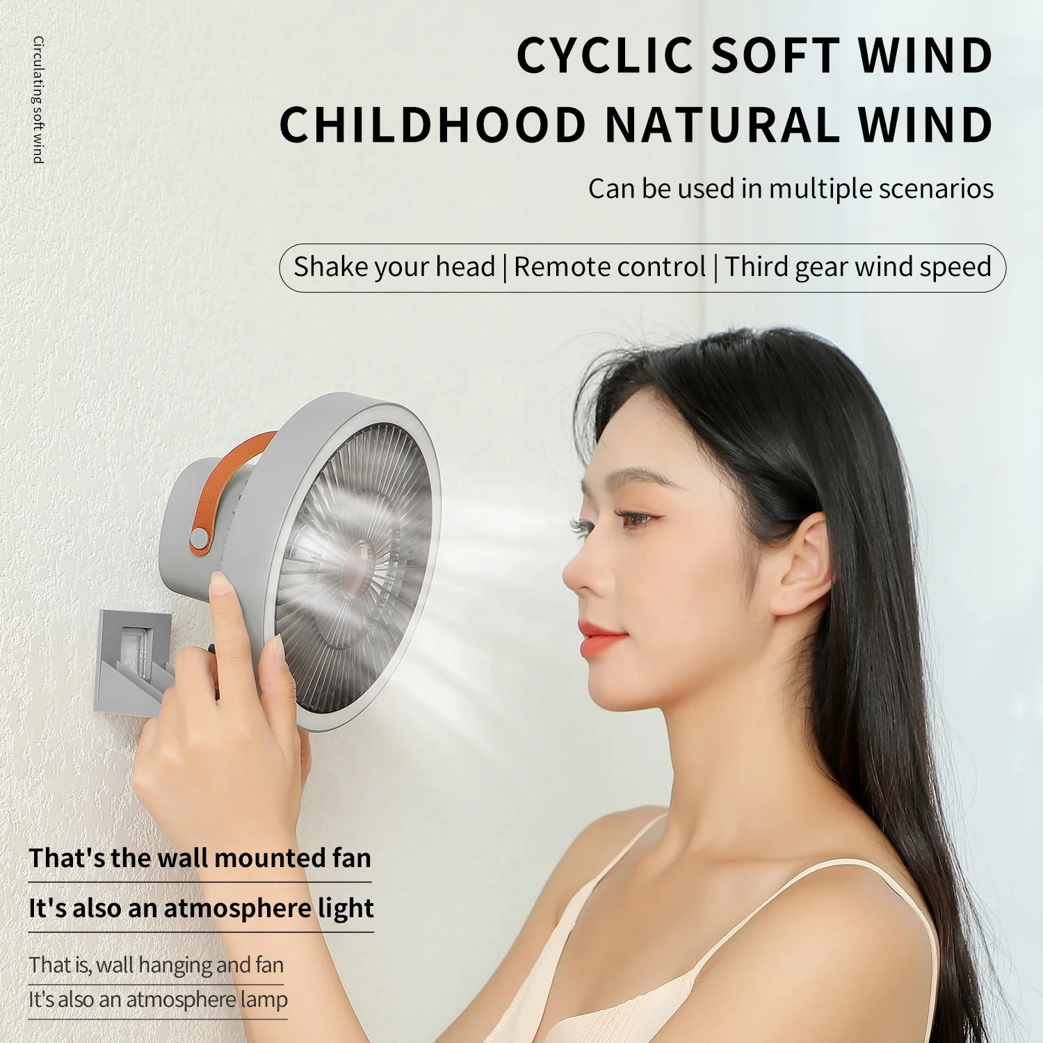 Multi functional wall mounted fan USB charging head shaking detachable mini fan household bedroom kitchen toilet portable fan