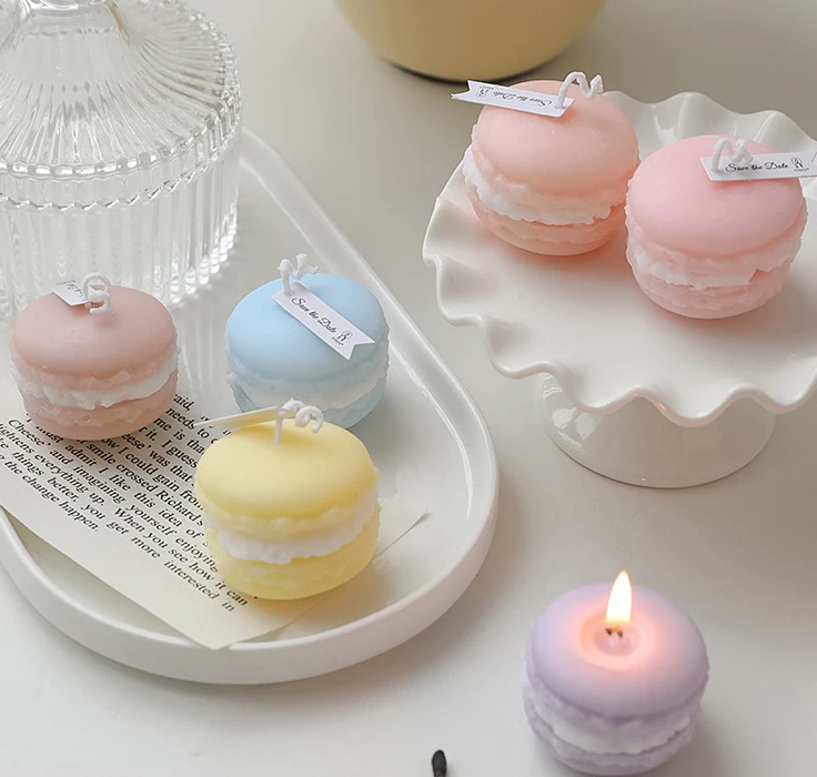 Home Decor High Quality Handmade Long Burning Paraffin Wax Natural Scented Macron Candle