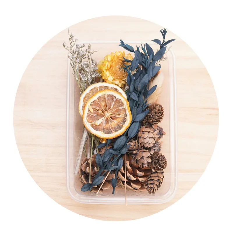 1 Box Mix Dried Flower Material Lemon Slice Rose Bud Head Lavender Granule DIY Scented Candle Wax Slice Decorative Wedding Deco