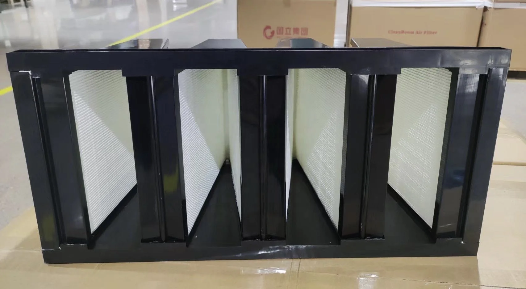 Industrial High Efficiency V-Shaped Activated Carbon Core HEPA Filter New Box Medium Grade Fresh Air Paper Manufacturing Plant