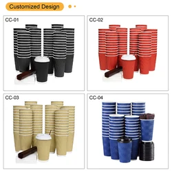 Slim Printed Paper Coffee Cup Bulk Paper Cups Recyclable For Breakfast Beverage