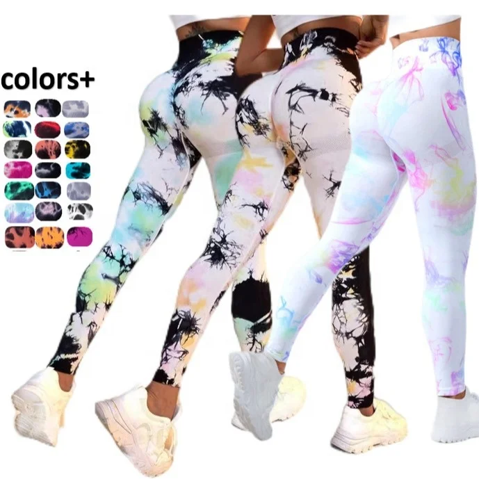 100 New color Marble Tie Dye Leggings Seamless butt Scrunch leggings booty Tie Dye Soft Tights women push up Yoga Pants