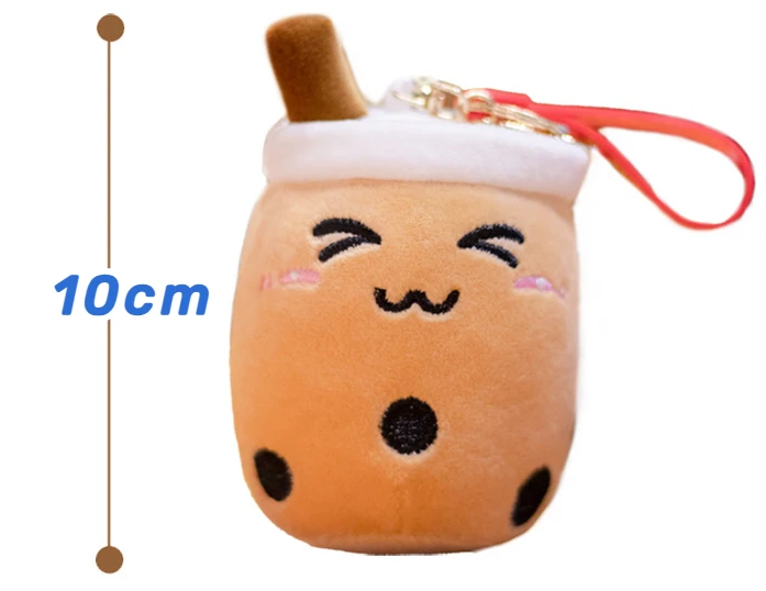 wholesale kawaii bubble tea plush 10cm mini milk tea cup plush toys bag pendant stuffed doll boba keychain gift