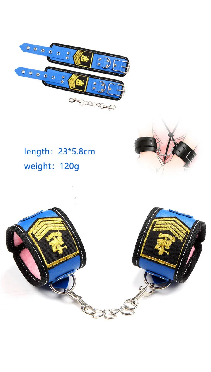 Fetish Play Airline Stewardess Handcuffs Collar Whip Rope Eye Mask Bondage Sex Toy Binding Set