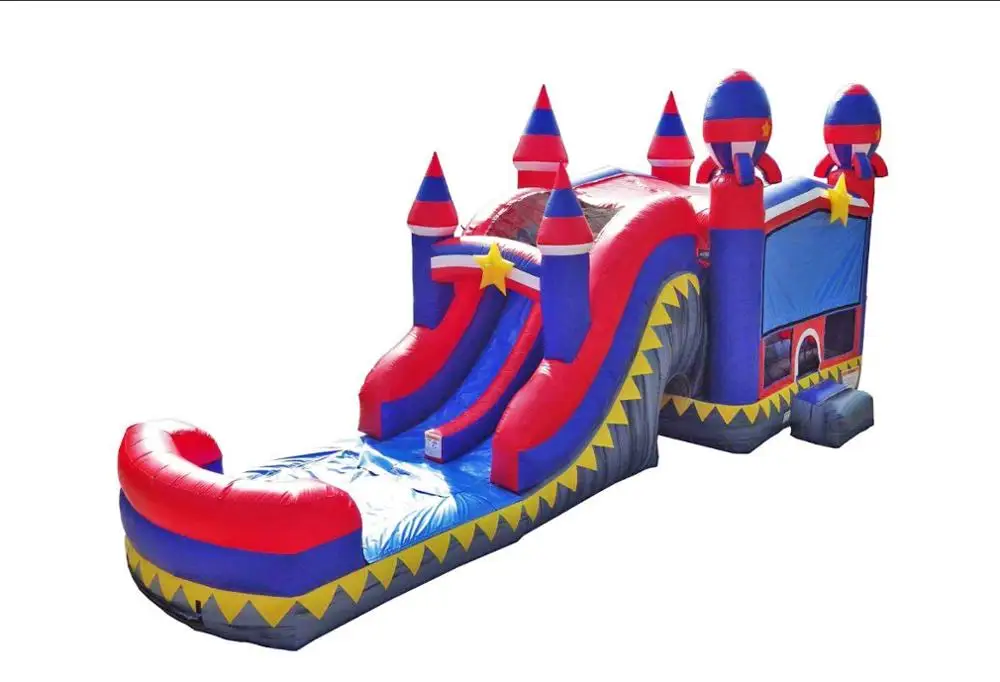 
wholesale Inflatable mermaid dual lane titan plus 6 in 1 combo game bounce house with water slide for sale 