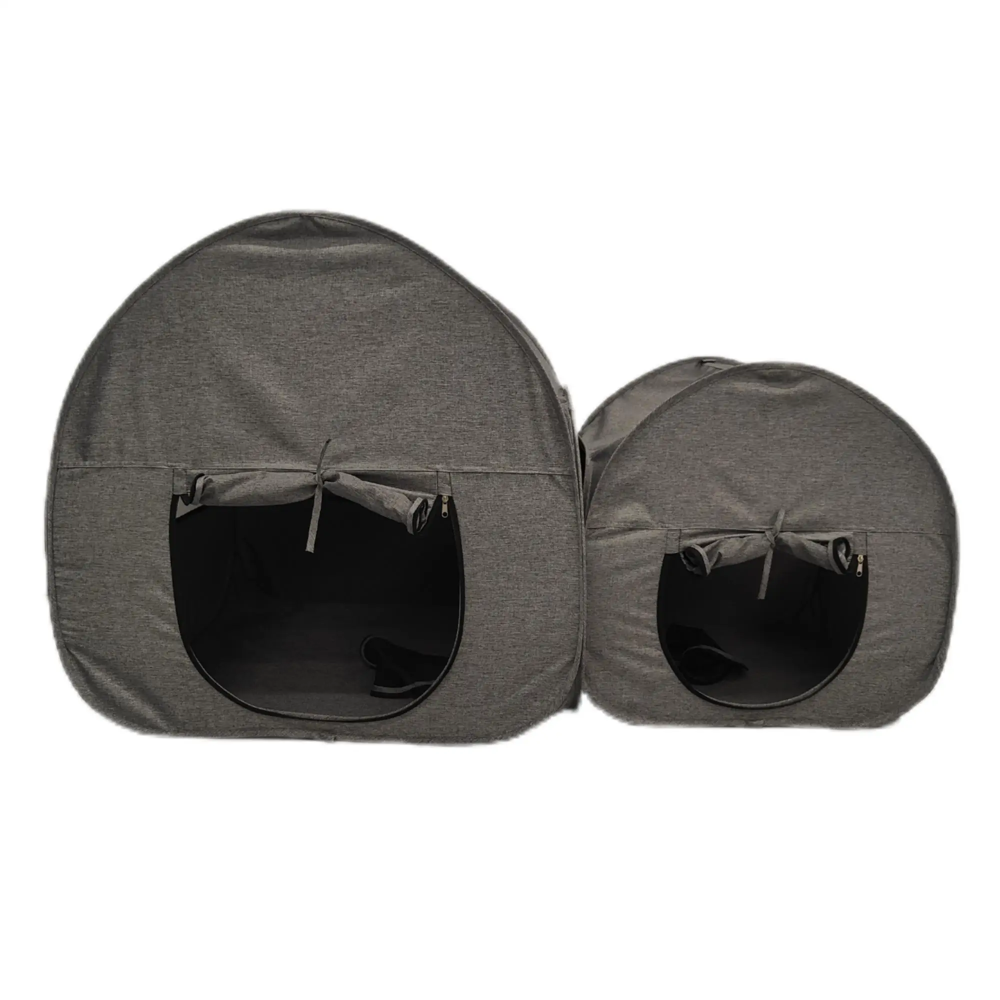 Collapsible Play&Sleep Giant Comfortable Space Gray Oxford Cloth Cat Dog 2 in 1 Pet Tent House Small Animals Connected Zipper