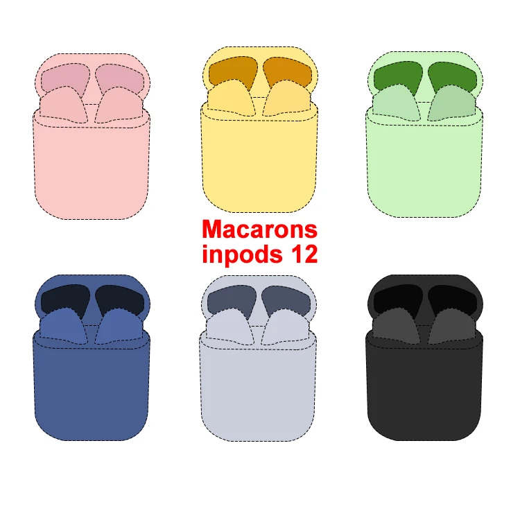
2021 Multi Colors Portable Macaron Audifonos Ear Hook Headphone Inpods i12 TWS Wireless Earbuds 