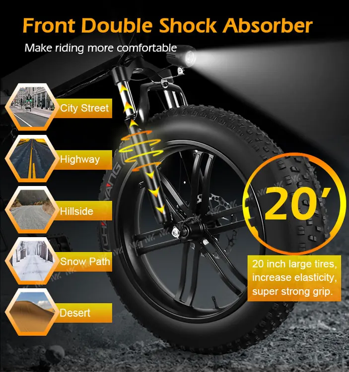 MK012 Eu Warehouse 500W Electric Bicycles Adult Foldable Mountain Ebike With 20 Inch Fat Tire Removable Battery 48V