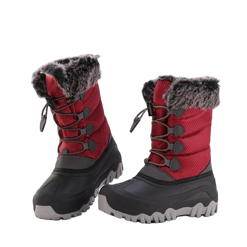 
kids sporty fashion red winter snow boots for children 