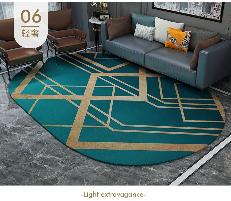 
New Design Green Modern Custom Carpet Printed Oval Area Rug for Living Room 