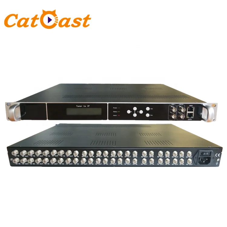 Кабельное ТВ Цифровой головной убор DVB к IP шлюзу 24 тюнер FTA спутниковый ресивер