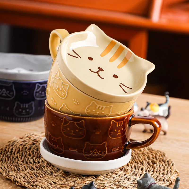 Cute design Ceramic Cat Cartoon Creative Tea Milk Cups Animal Pattern Mugs Unique Coffee Ceramic Mug