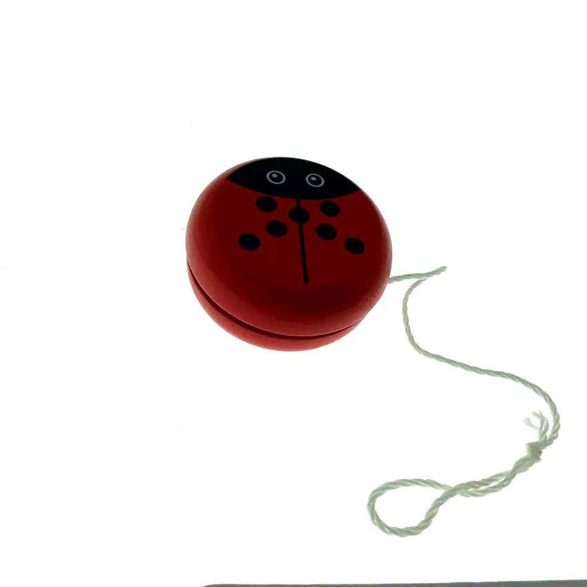 Cute Animal Prints Wooden Ladybug Toys Kids Creative Yo Yo Toys For Children