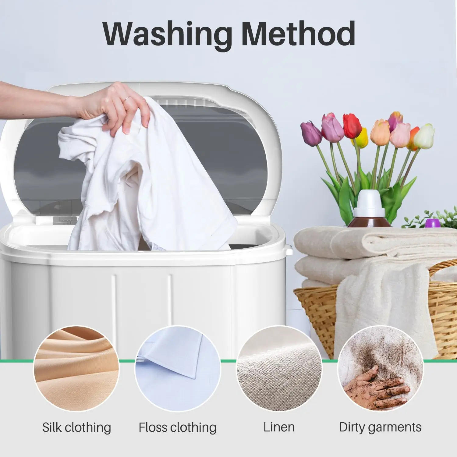 Portable Small Washing Machine  Mini Compact Washer and Dryer Combo 2 in 1 Apartment Washers with Twin Tub for Laundry