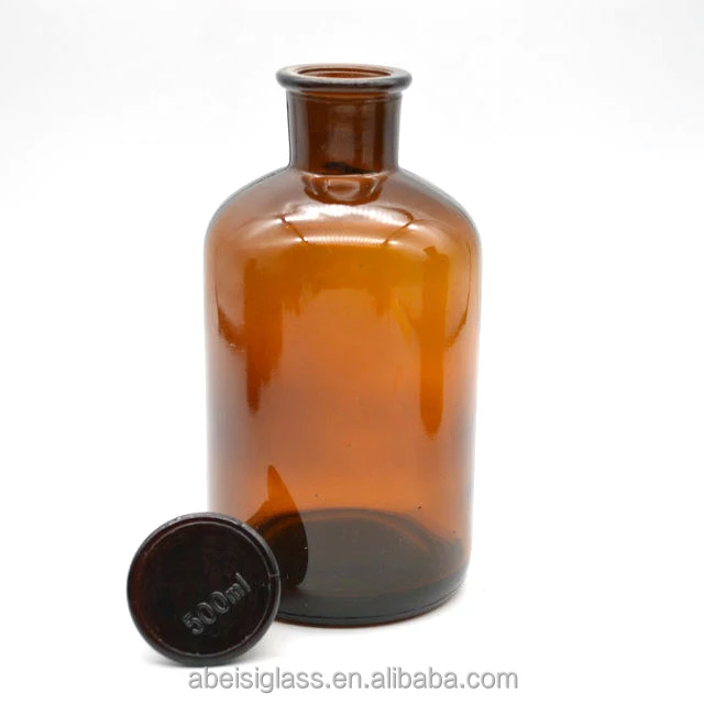 Wholesale 250ml 500ml Empty Reagent Bottle Amber Glass Apothecary Bottles With Glass Stopper