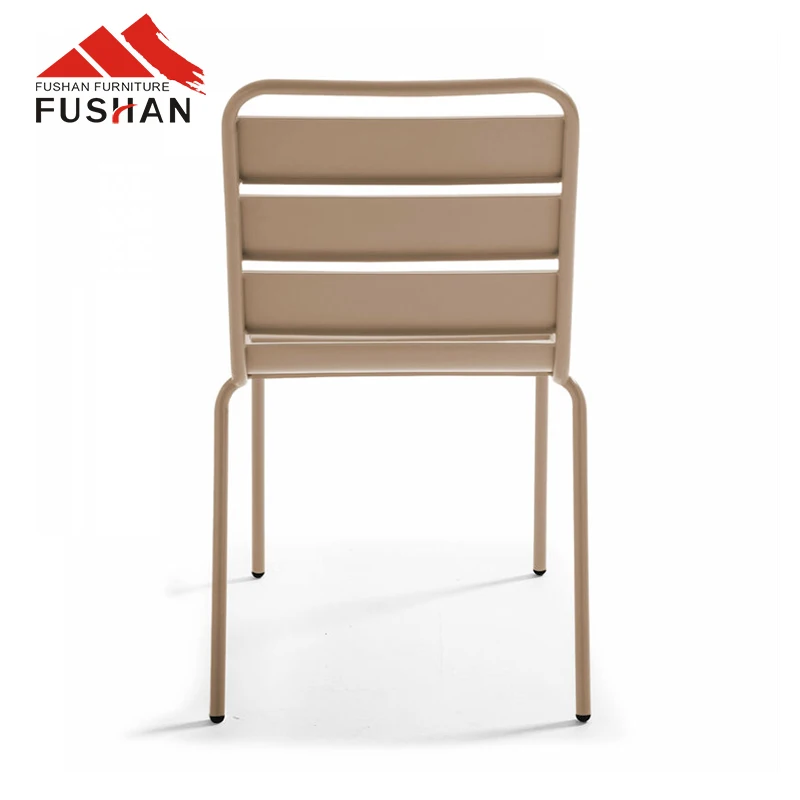 Hot sell coffee shop outdoor wind chair modern hotel waterproof leisure blue metal stackable dining outdoor chairs and table set