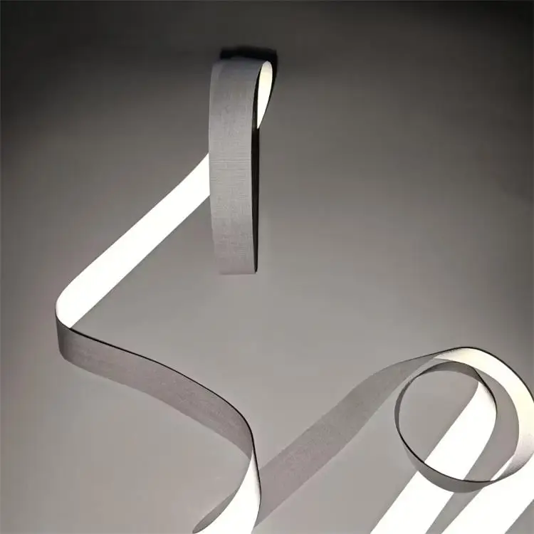 EN20471 sew on hi vis 2.5cm TC light sliver reflective cotton polyester fabric tape stripes materials for clothing