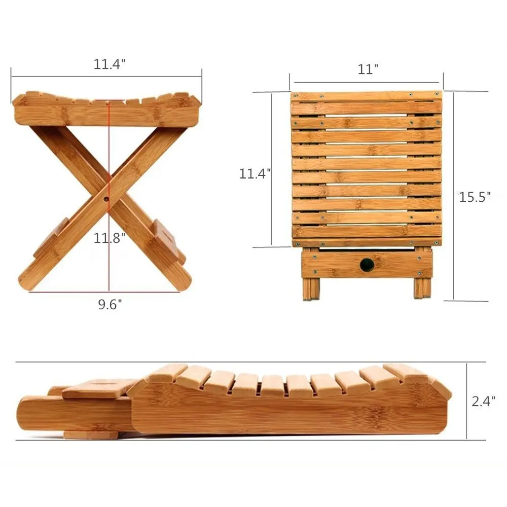 Доступный образец, оптовая продажа, многофункциональное складное бамбуковое сиденье для душа для детей, рыболовный сад