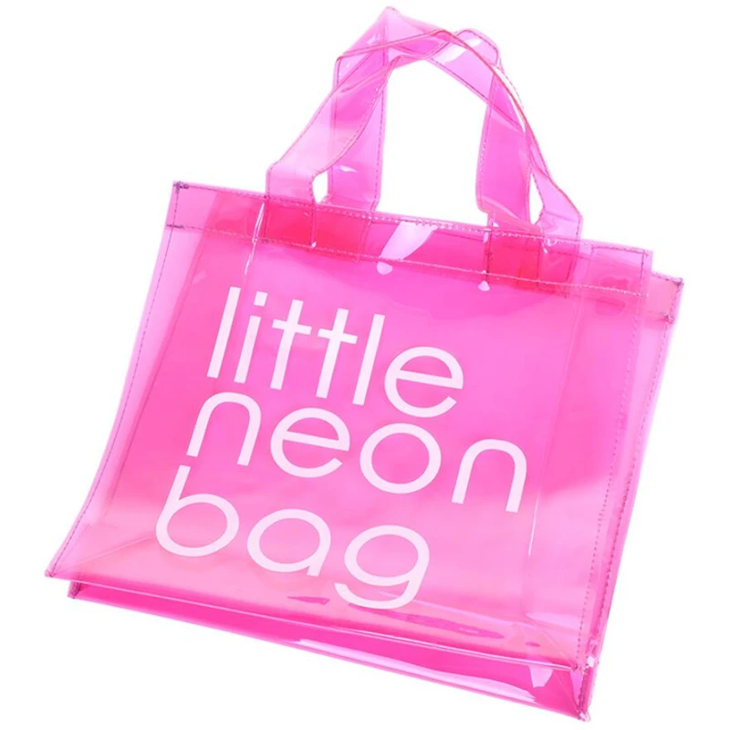 Neon Jelly Color Big PVC Purse Beach Tote Bags for Women Handbags Transparent Fashion