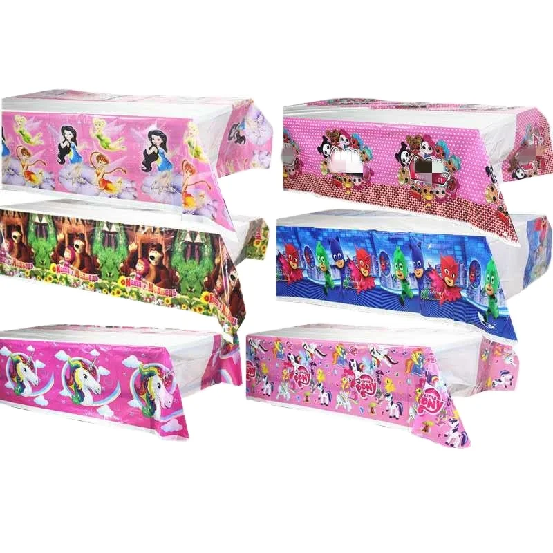 Одноразовая скатерть для детского дня рождения, наряд, одноразовая прямоугольная мультяшная скатерть